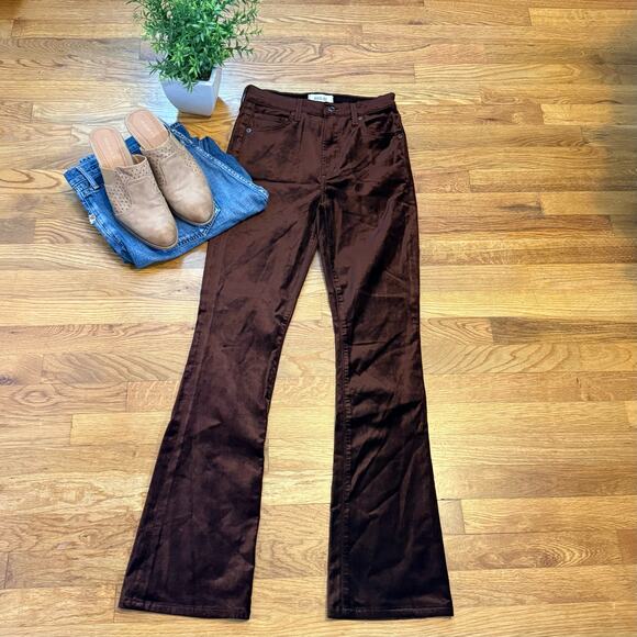 Agolde Women’s 24 Brown Nico Velvet Bootcut Trousers Chocolate Milk Pants - Picture 1 of 8